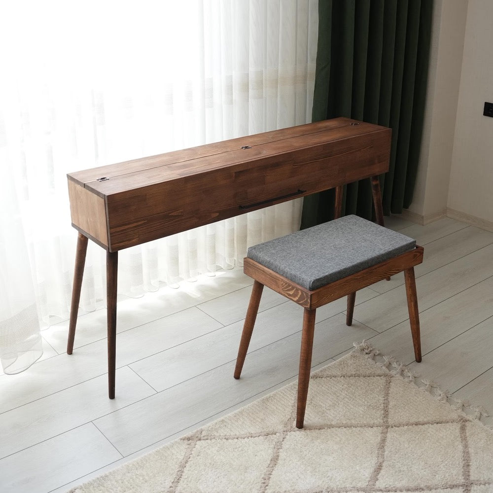Handmade Pine Wood Piano Stand with Drawer - Modern Keyboard Stand