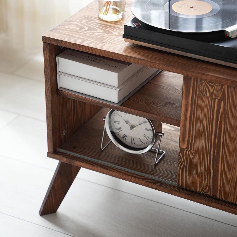 Large Record Player Stand, Mcm Turntable Stand, Solid Wood Vinyl Record Storage, Mid Century Modern